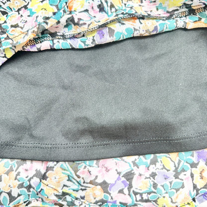 Leith Dress Womens M Blue Ditsy Floral Tie-Waist Ruffled Hem Sheer Long Sleeves