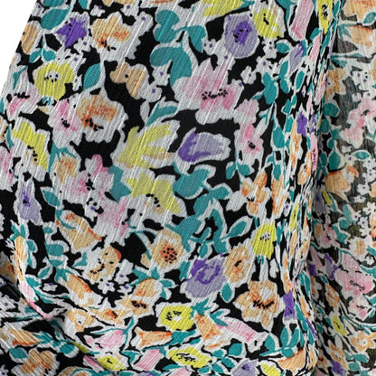 Leith Dress Womens M Blue Ditsy Floral Tie-Waist Ruffled Hem Sheer Long Sleeves