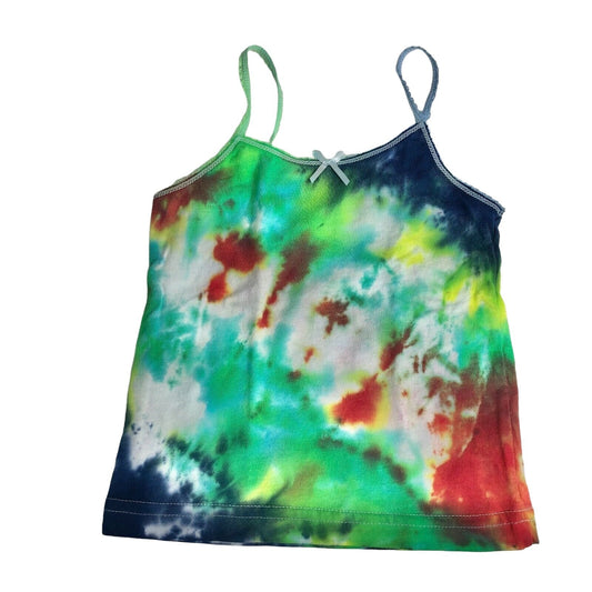 Colorful Tie-Dye Toddler Tank Top 2-3T With Ribbon Detail Cotton