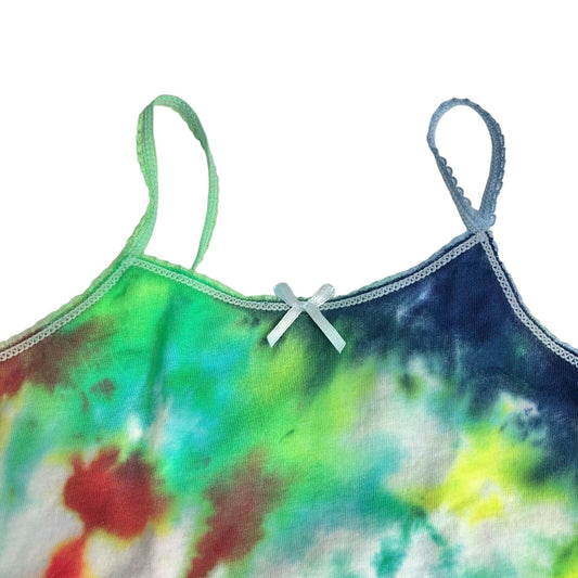 Colorful Tie-Dye Toddler Tank Top 2-3T With Ribbon Detail Cotton