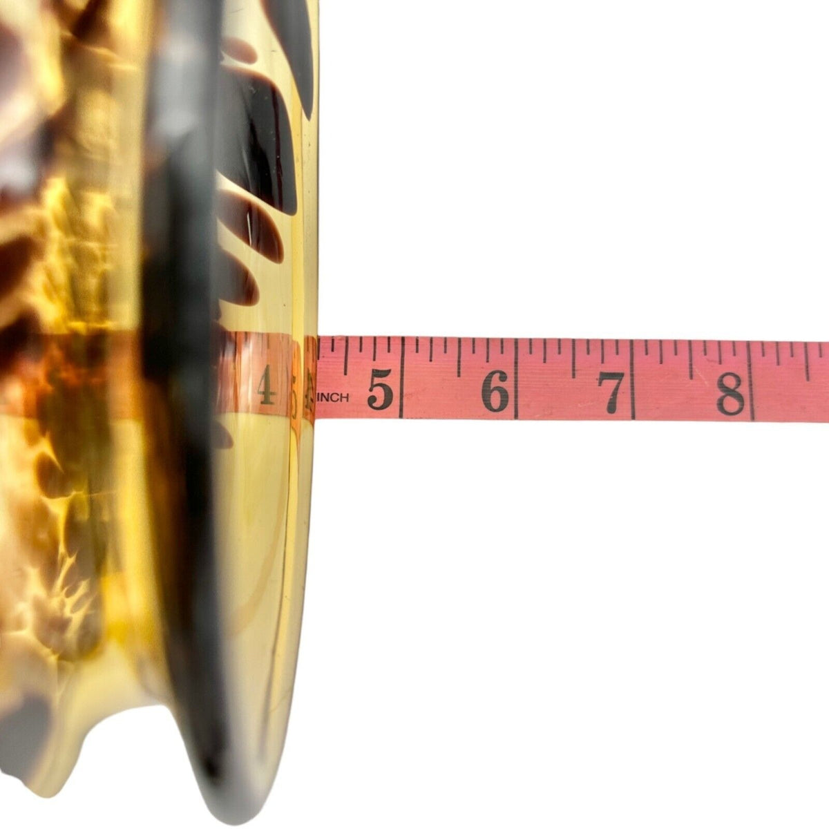 Handblown Tortoise Glass Vase Unique Brown and Amber Design 6.5" Dia x 4" Tall