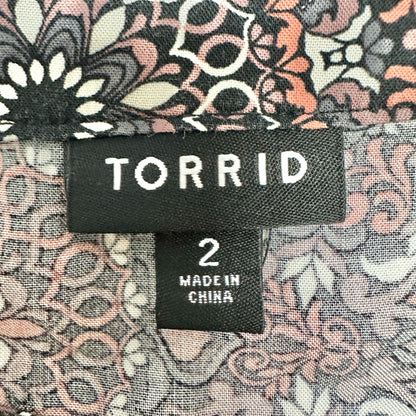Torrid 2 Mini Challis Sundress Womens 18-20 Black Multi Side Pockets Lightweight