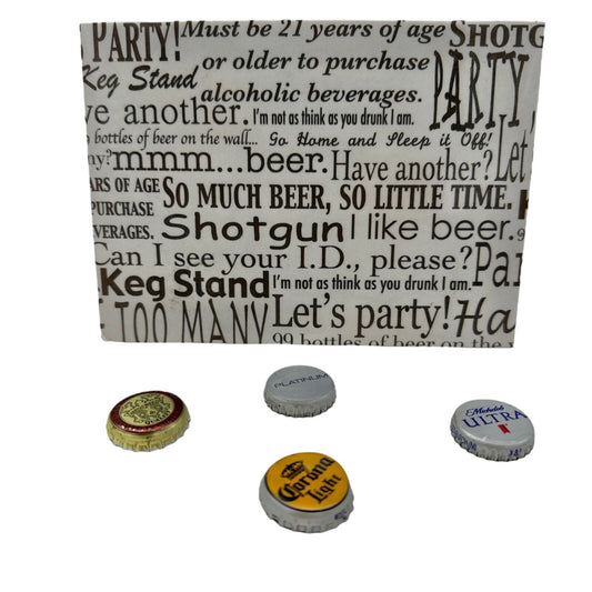 Magnetic Board Frame 5x7 Beer Theme with Bottle Cap Magnets