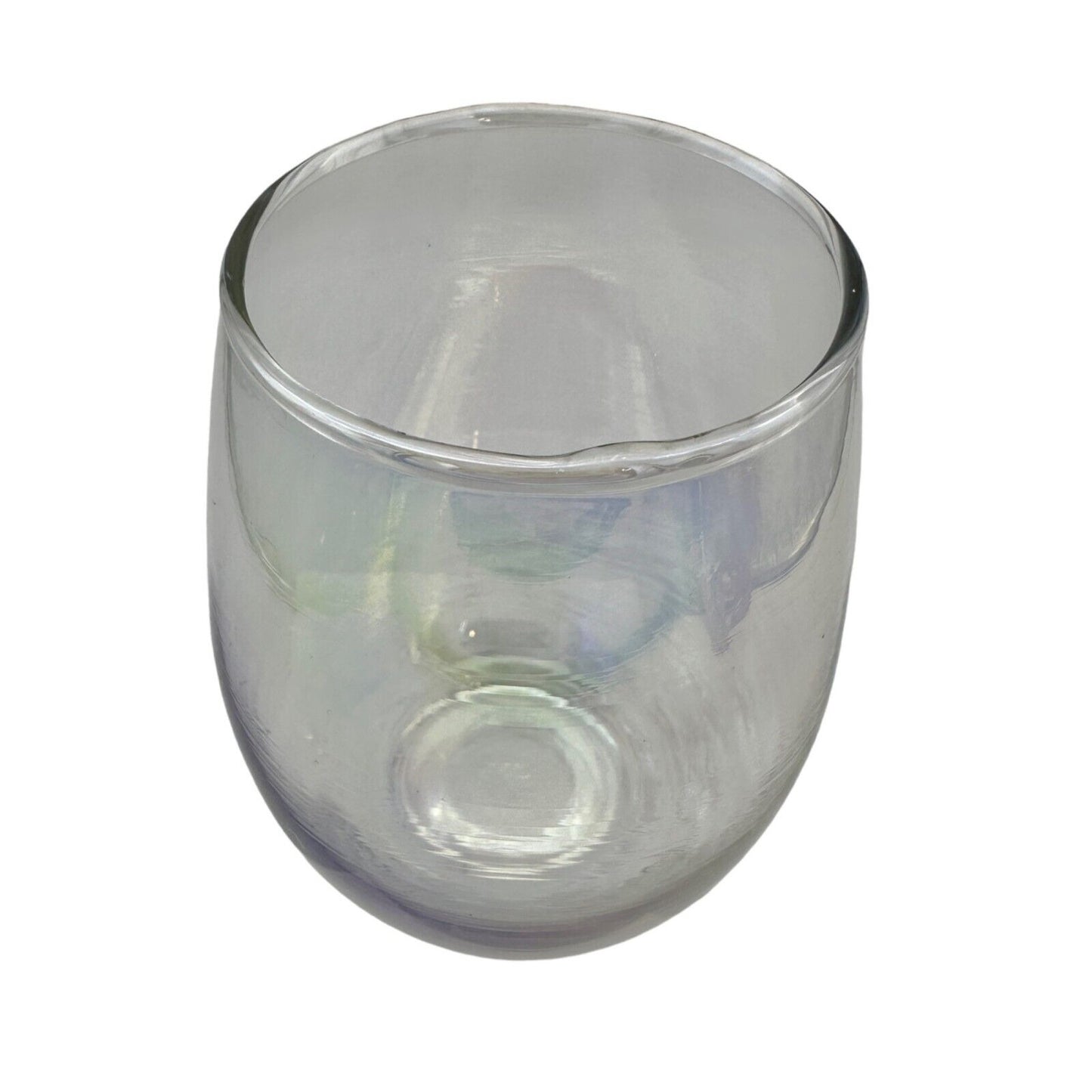 Wine Glass Stemless Clear Glass 16oz Capacity Slightly Iridescent