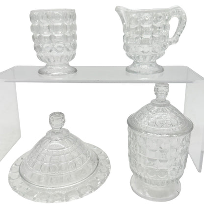 Vintage 4 Pc Childrens Table Set Tappan Glass TS-53 Sugar Creamer Goblet Butter