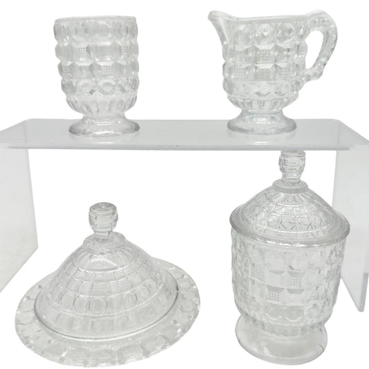 Vintage 4 Pc Childrens Table Set Tappan Glass TS-53 Sugar Creamer Goblet Butter