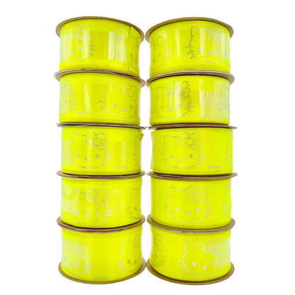 Offray Lot of 10 Spools Ribbon 1.5 inch x 9 feet Yellow Hello Kitty New