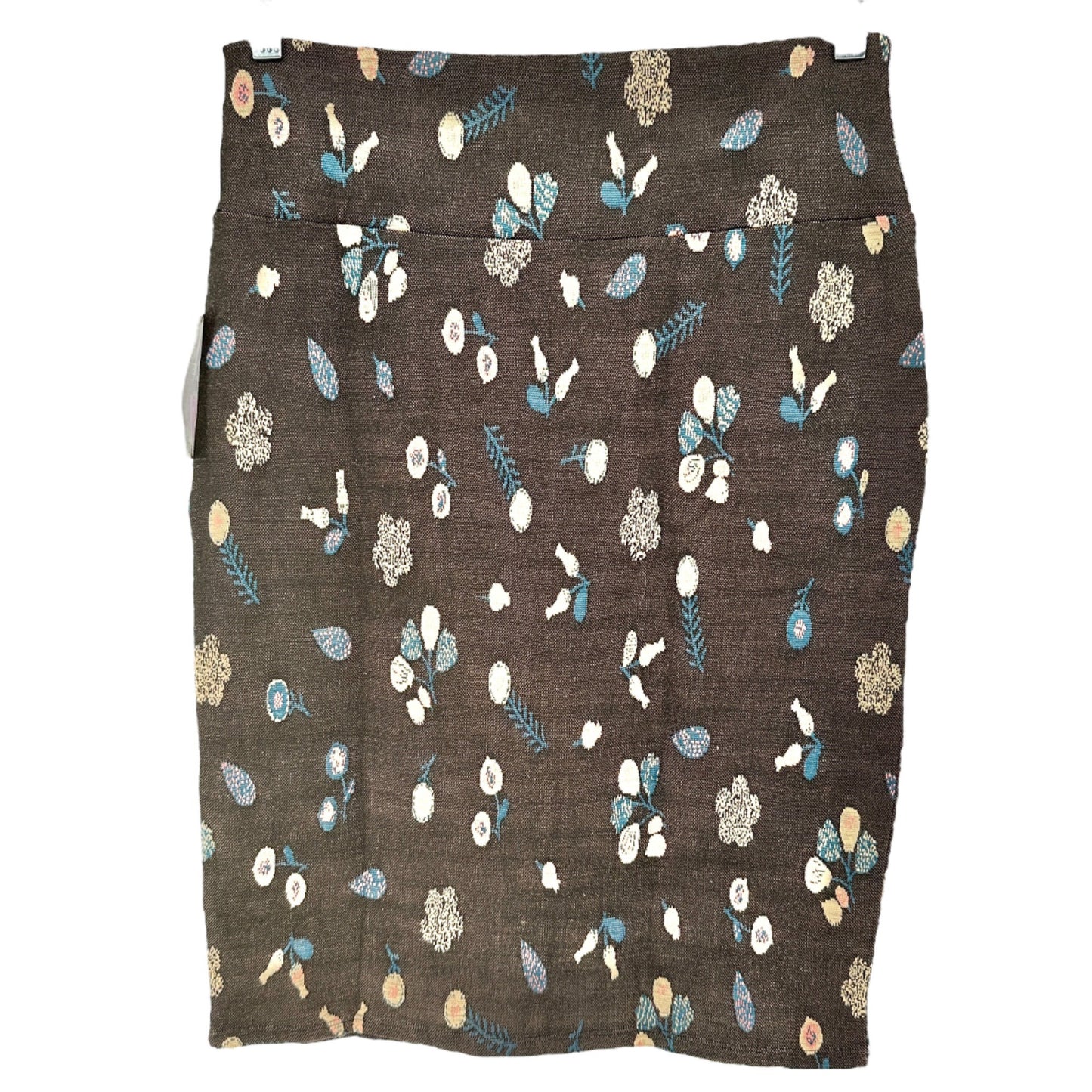 LuLaRoe Cassie Skirt Womens M Dark Gray w White Pink Blue Florals NWT