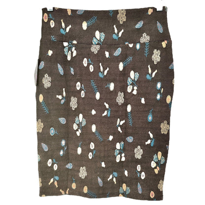 LuLaRoe Cassie Skirt Womens M Dark Gray w White Pink Blue Florals NWT