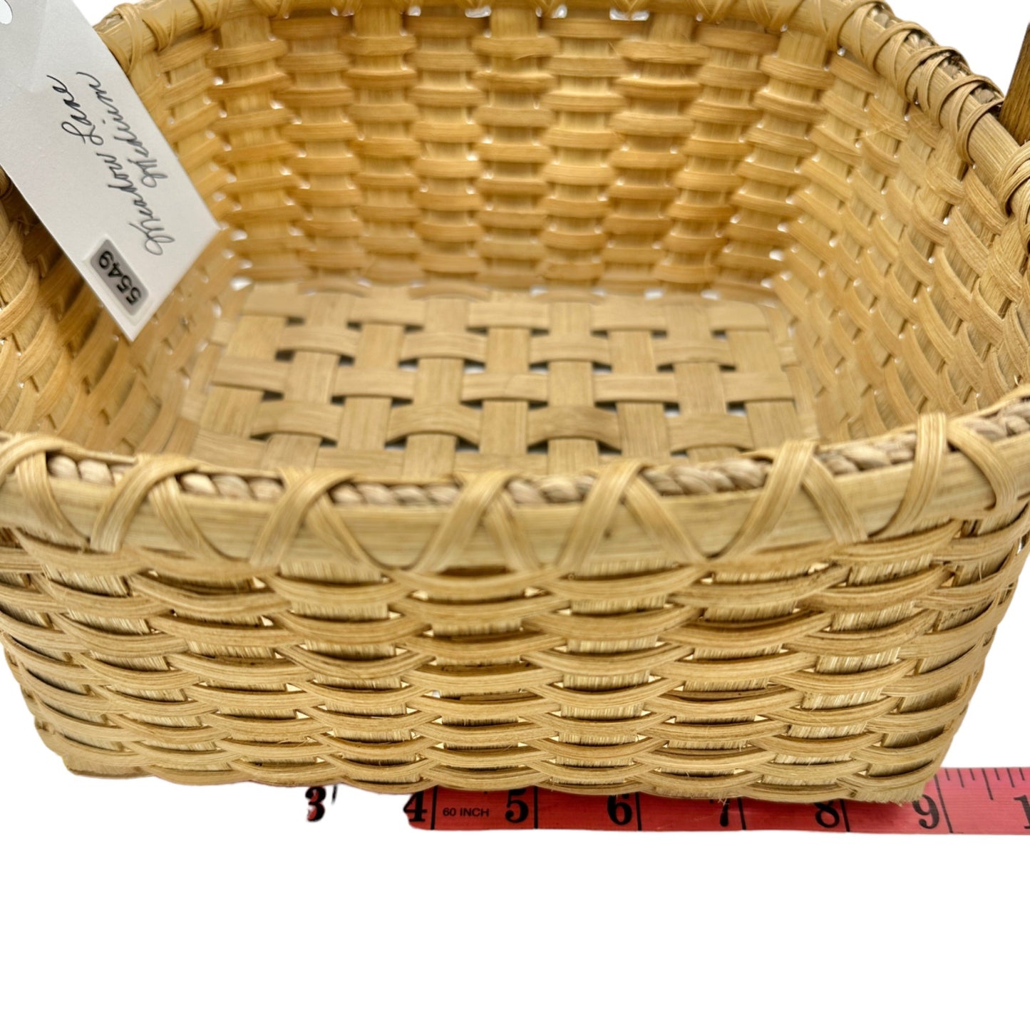 Handmade Basket Meadow Lane Square 10x11 opening with Wooden Handle