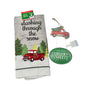 Christmas Winter Set Kitchen Towel 15x25 plus 2 Matching Tree Themed Ornaments