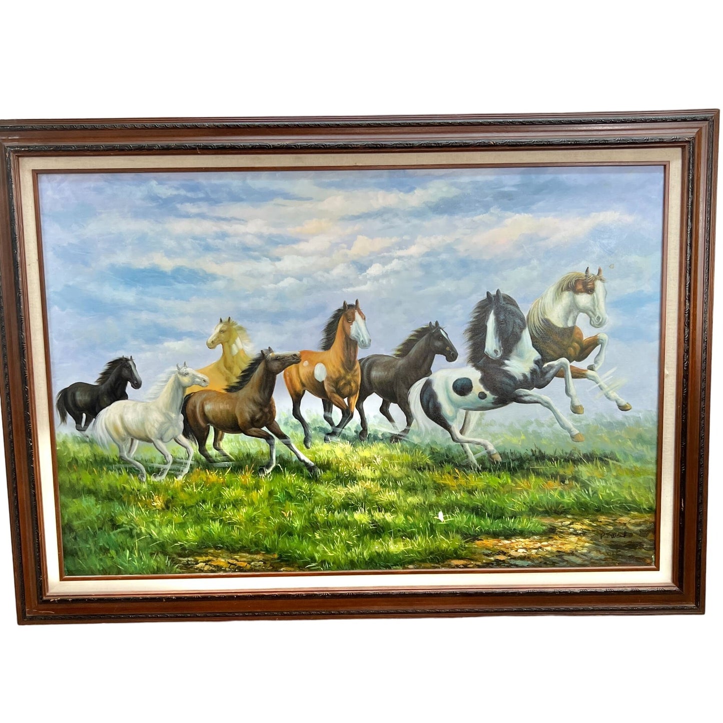 Framed Horses Print Stretched Canvas 42x30 LOCAL PICK UP ONLY