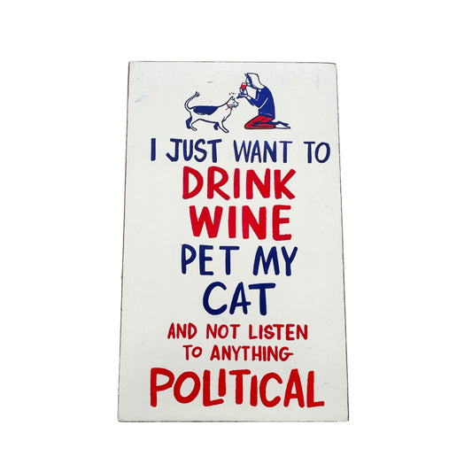 Patriotic Block Sign 5 x 3 x 1 Red White Blue Pet My Cat NWT