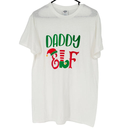 Delta Pro Weight T-shirt Medium White Daddy Elf Christmas Short Sleeve NEW