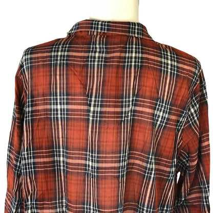 Weekender Suzanne Betro Womens 2X Button Back Hi Lo Red Plaid Top NWT