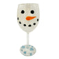 Hand Painted Snowman Frosted Wine Glass