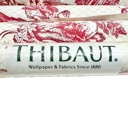 Thibaut Red White Toile Wallpaper Rolls 60.75 SF plus Strippable Stain Resistant