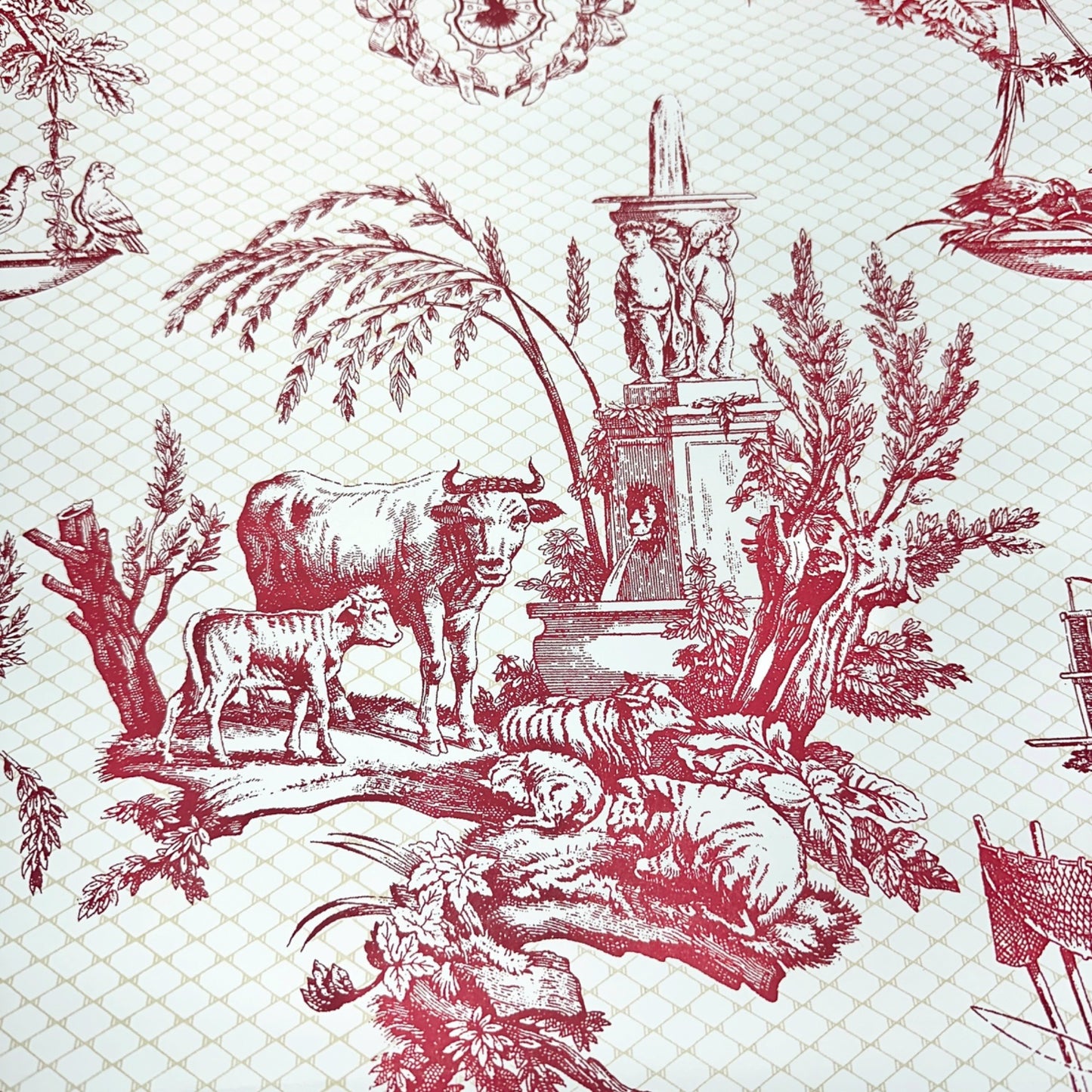 Thibaut Red White Toile Wallpaper Rolls 60.75 SF plus Strippable Stain Resistant
