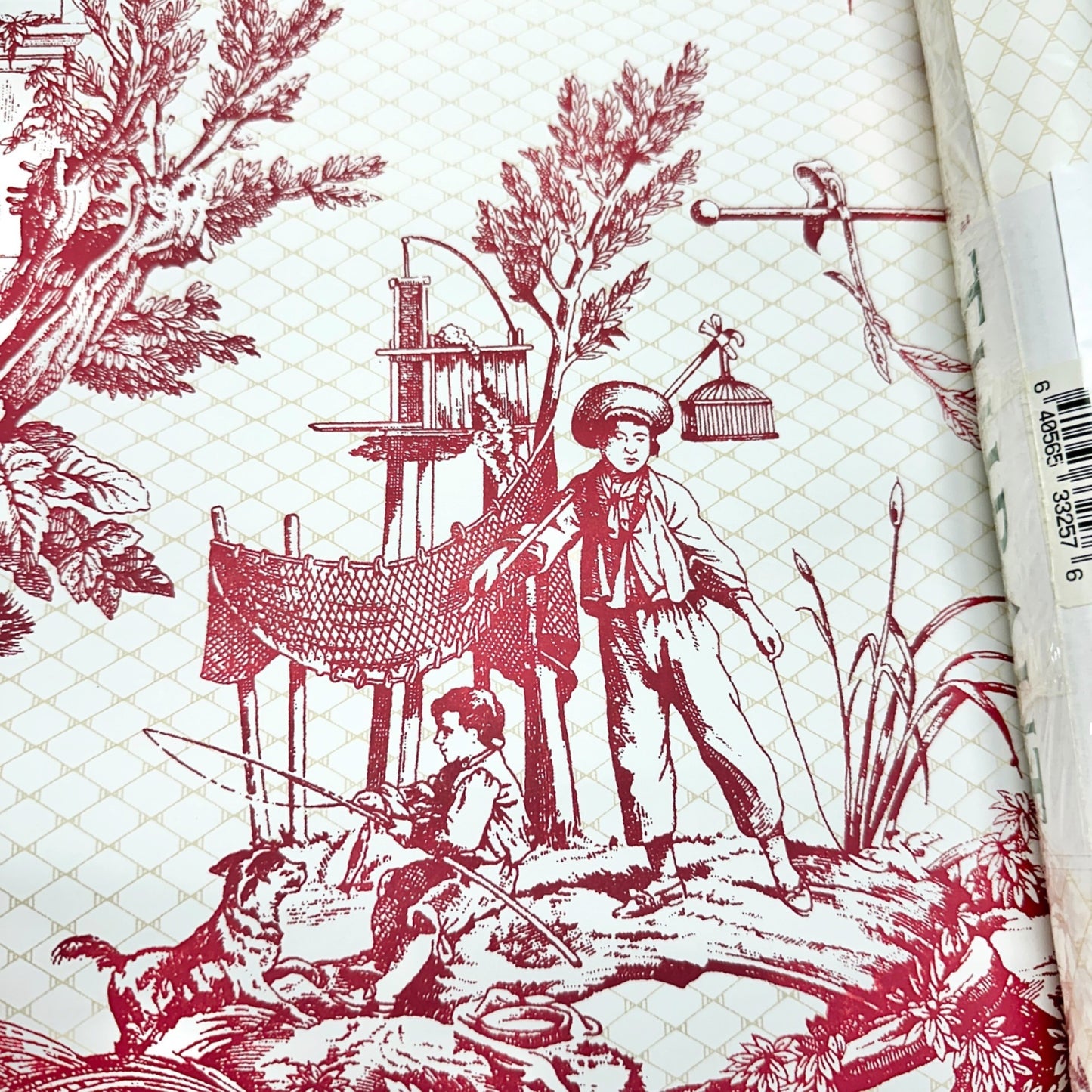Thibaut Red White Toile Wallpaper Rolls 60.75 SF plus Strippable Stain Resistant