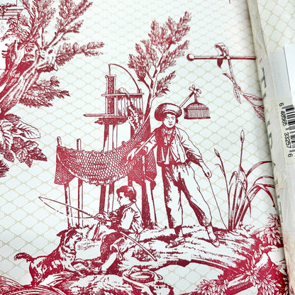 Thibaut Red White Toile Wallpaper Rolls 60.75 SF plus Strippable Stain Resistant