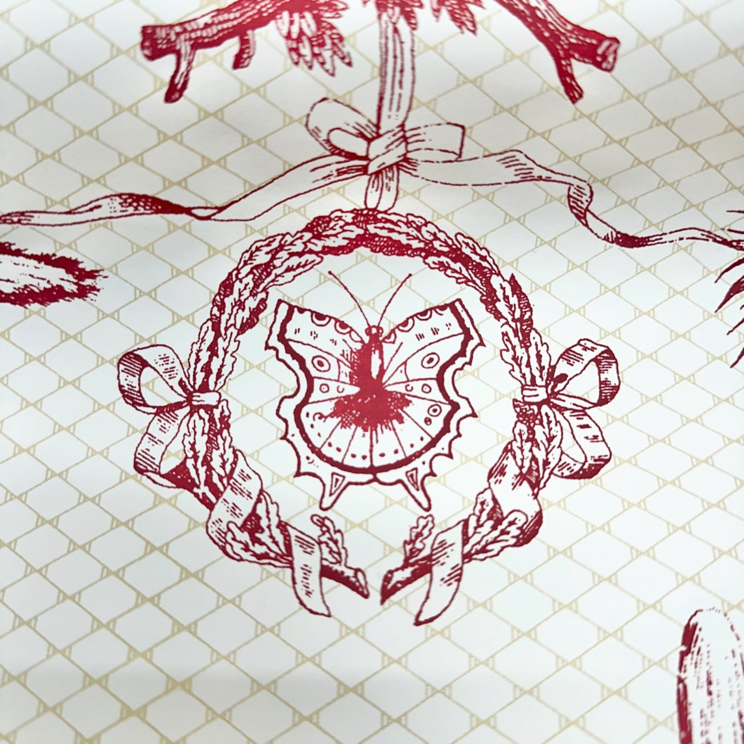 Thibaut Red White Toile Wallpaper Rolls 60.75 SF plus Strippable Stain Resistant