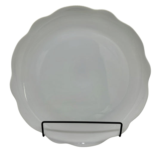 White Ceramic Scalloped Edge Dinner Plate 10 Inch Diameter Classic Simple Design