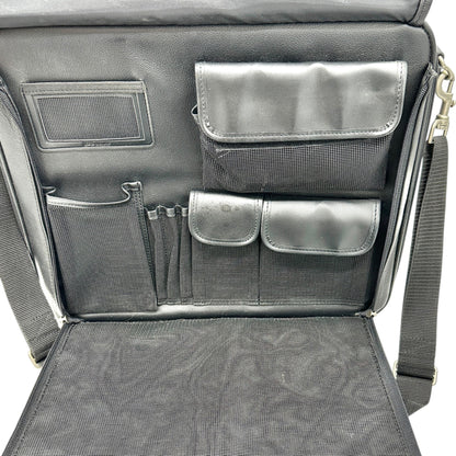 Targus Black Leather Briefcase Multiple Compartments Removable Shoulder Strap