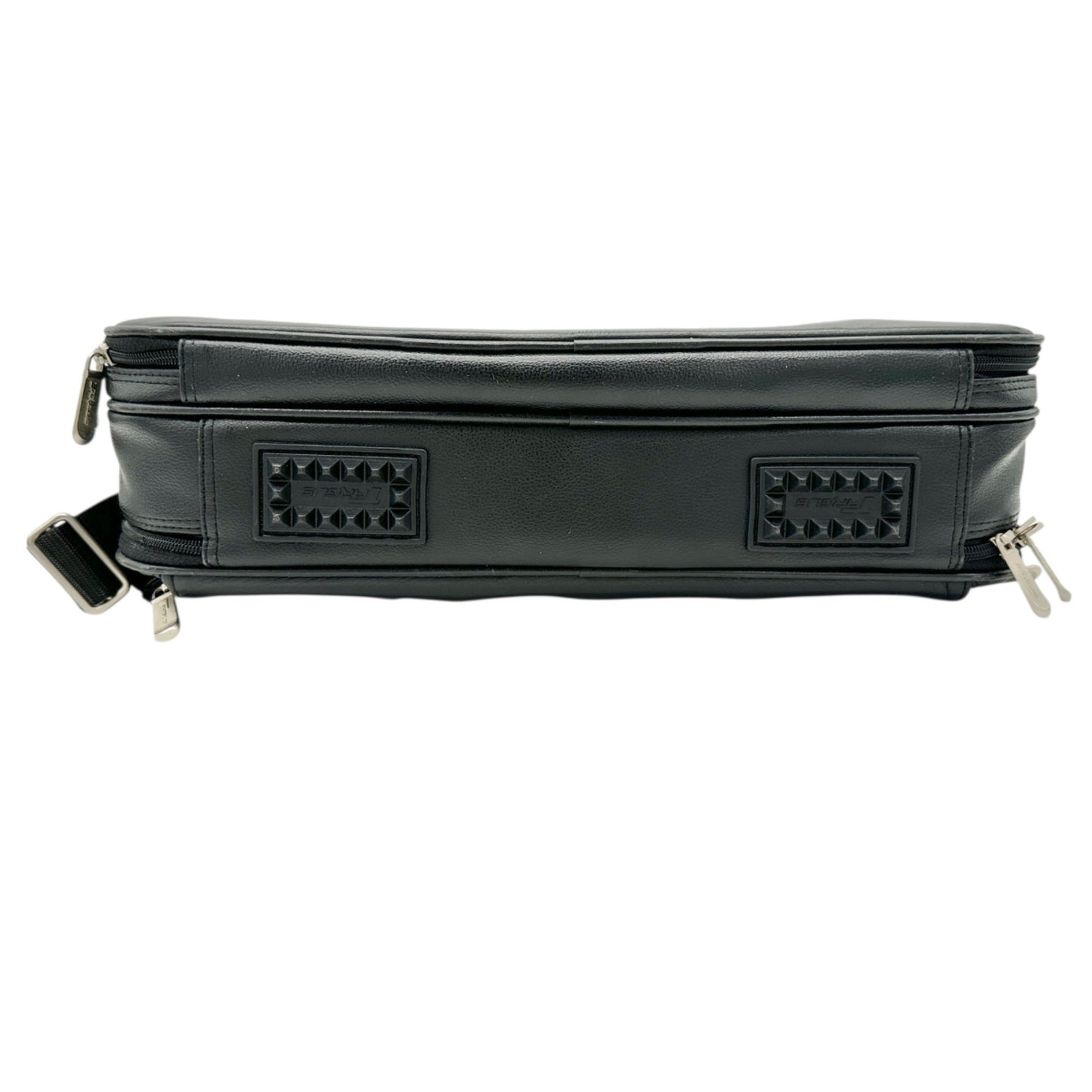 Targus Black Leather Briefcase Multiple Compartments Removable Shoulder Strap