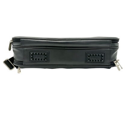 Targus Black Leather Briefcase Multiple Compartments Removable Shoulder Strap