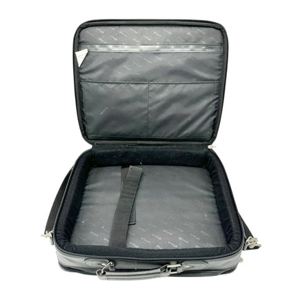 Targus Black Leather Briefcase Multiple Compartments Removable Shoulder Strap