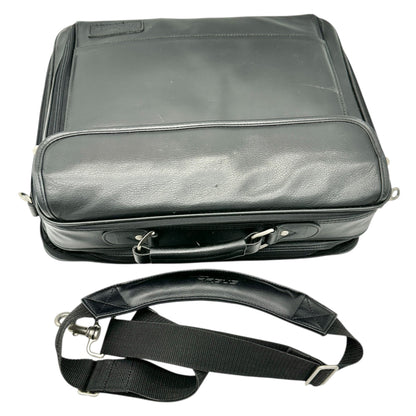 Targus Black Leather Briefcase Multiple Compartments Removable Shoulder Strap