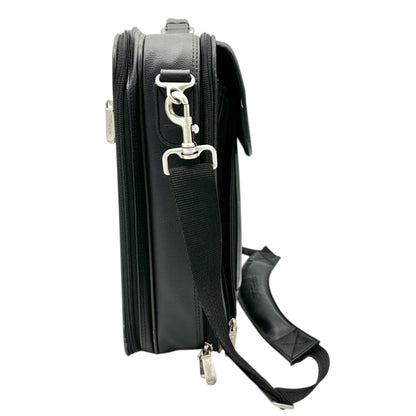 Targus Black Leather Briefcase Multiple Compartments Removable Shoulder Strap