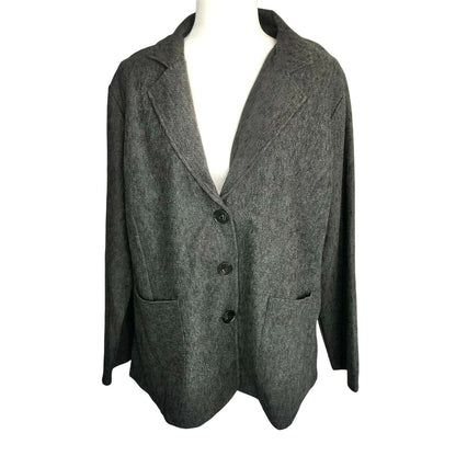 Lily By Firmiana Womens Gray 3XL Blazer Jacket With Button Closure & Pockets