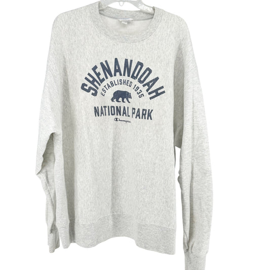 Shenandoah National Park Sweatshirt 2XL Reverse Weave LS Gray Blue Bear Graphic