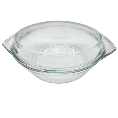 Clear Glass Round Baking Dish With Lid 8.5 Inch Diameter Durable Bakeware