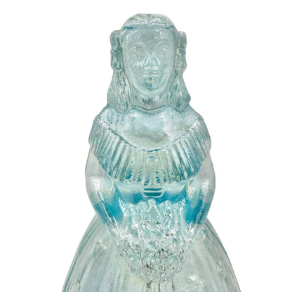 Bride Bell Blue Glass Figurine Iridescent Finish Vintage Style Collectible 6"H