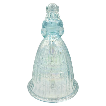 Bride Bell Blue Glass Figurine Iridescent Finish Vintage Style Collectible 6"H