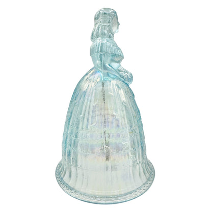 Bride Bell Blue Glass Figurine Iridescent Finish Vintage Style Collectible 6"H