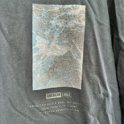 American Eagle Graphic Tee Size L Super Soft Long Sleeve Black Standard Fit