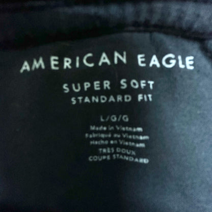 American Eagle Graphic Tee Size L Super Soft Long Sleeve Black Standard Fit