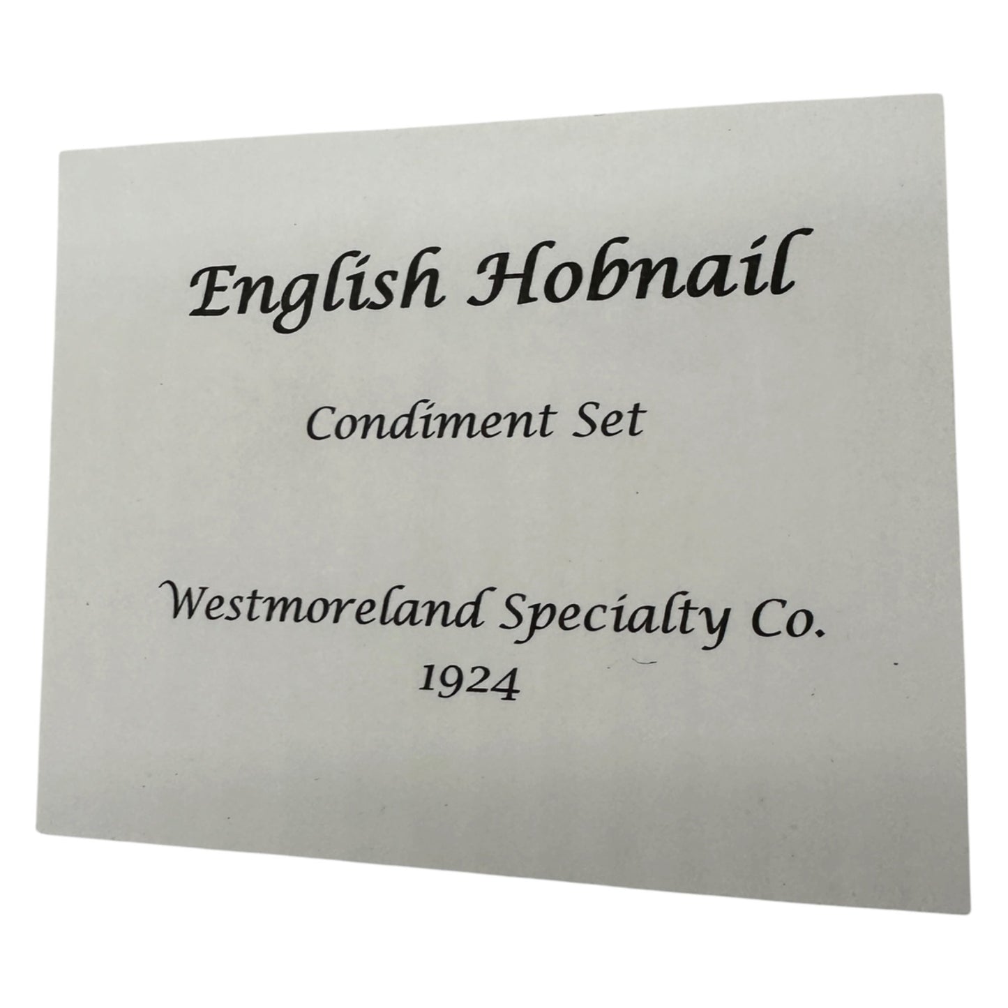 English Hobnail Vtg Childs Condiment Set Westmoreland Specialty Co 1924 Glass