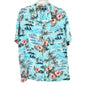 George Tropical Hawaiian Shirt Mens XL Lt Blue Pink Hibiscus Sailboats Rayon SS