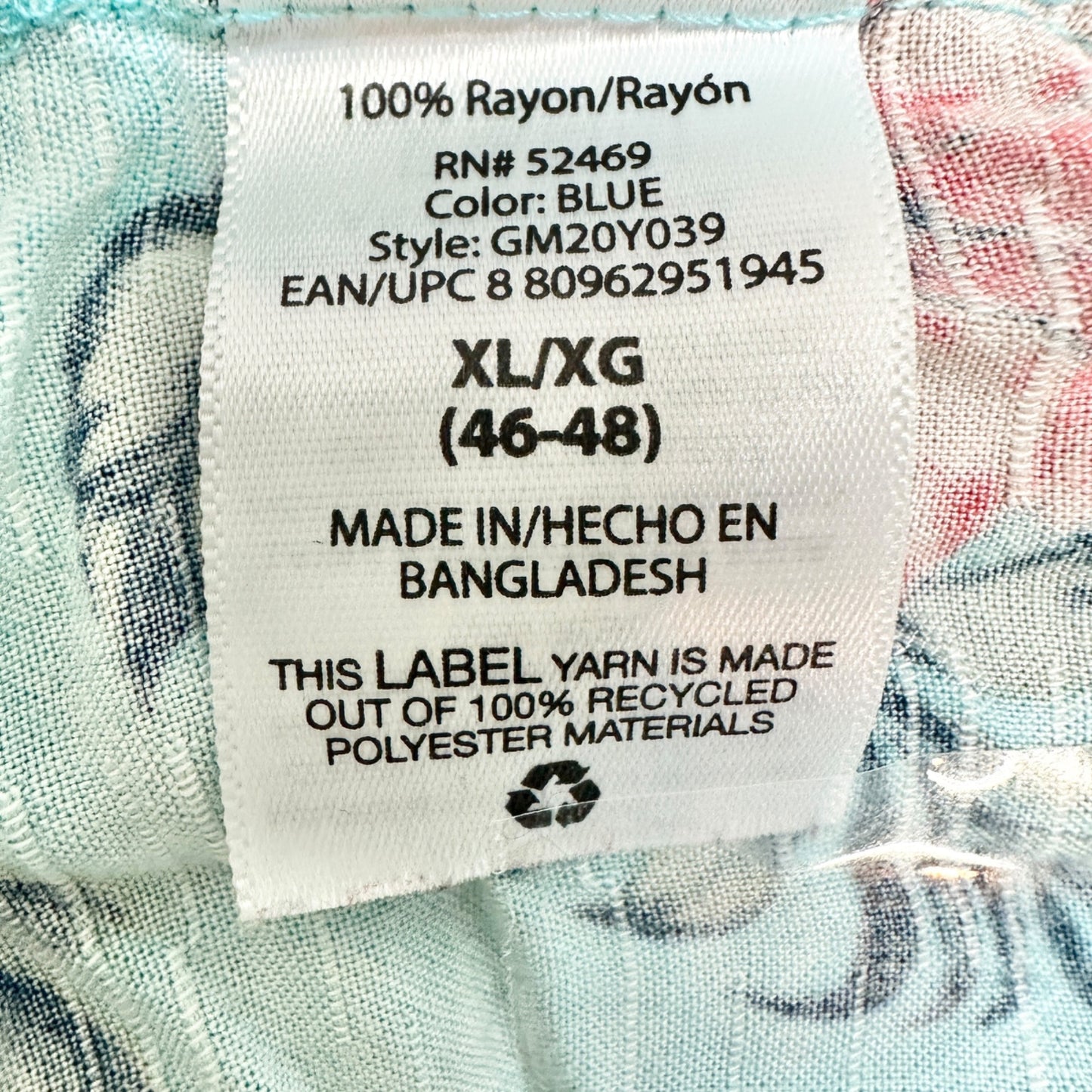 George Tropical Hawaiian Shirt Mens XL Lt Blue Pink Hibiscus Sailboats Rayon SS