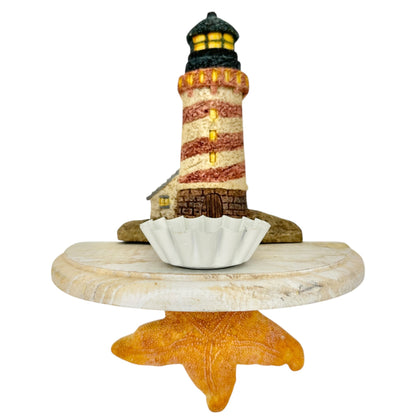Lighthouse Wall Shelf Votive Tealight Holder With Starfish Base Coastal Decor