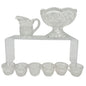 Vintage Childrens Glass Punch Bowl Set 6 Cups Intricate Diamond Pattern EAPG