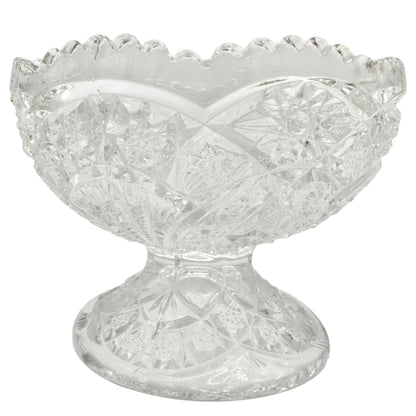 Vintage Childrens Glass Punch Bowl Set 6 Cups Intricate Diamond Pattern EAPG