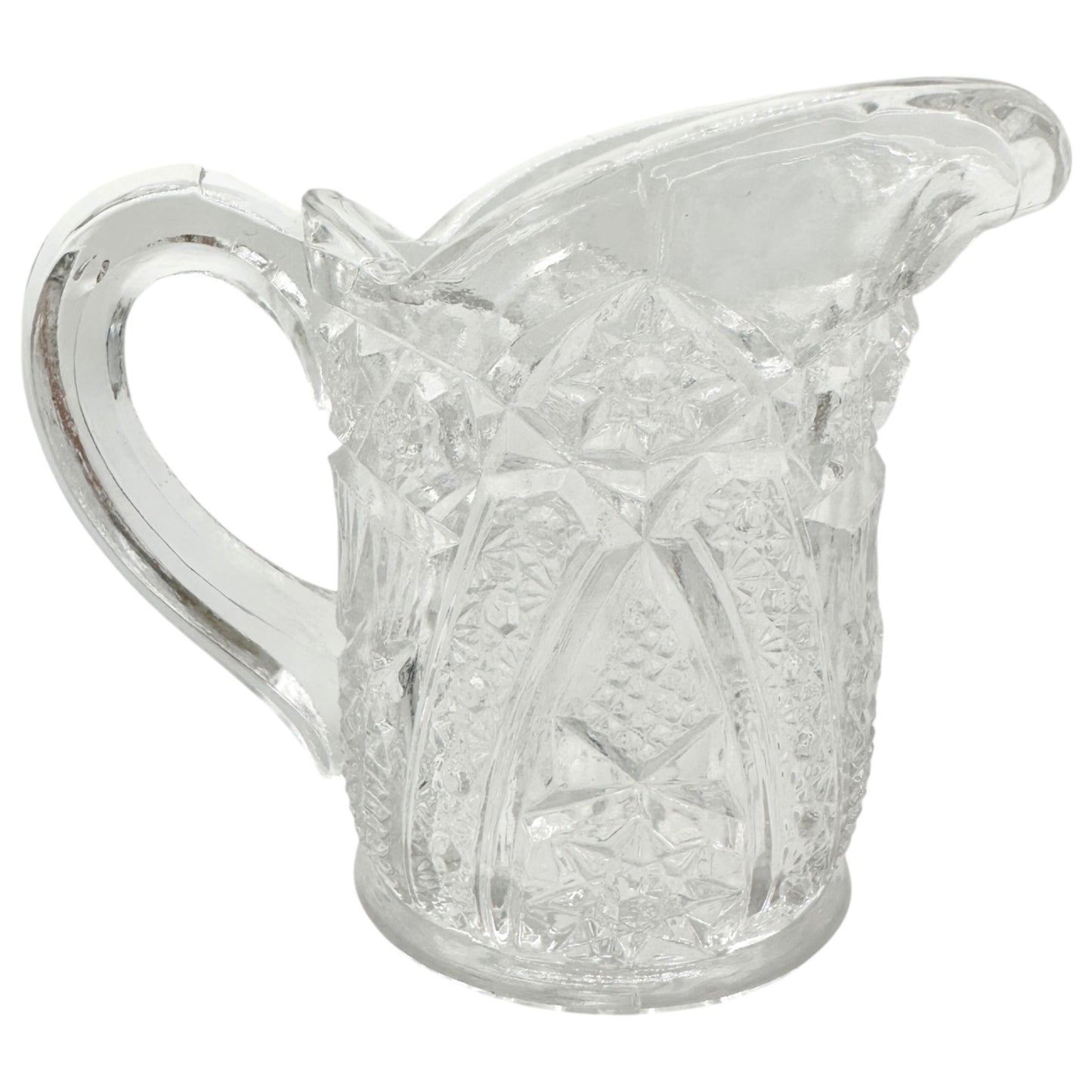 Vintage Childrens Glass Punch Bowl Set 6 Cups Intricate Diamond Pattern EAPG