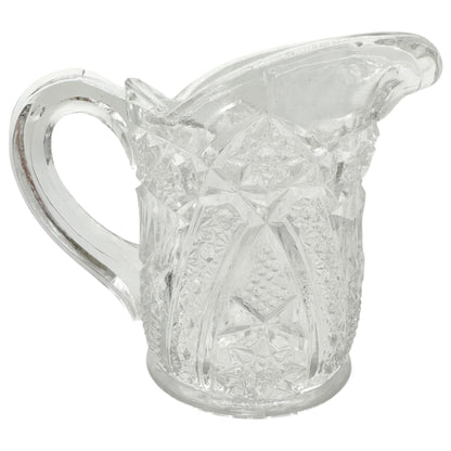 Vintage Childrens Glass Punch Bowl Set 6 Cups Intricate Diamond Pattern EAPG