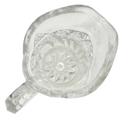 Vintage Childrens Glass Punch Bowl Set 6 Cups Intricate Diamond Pattern EAPG