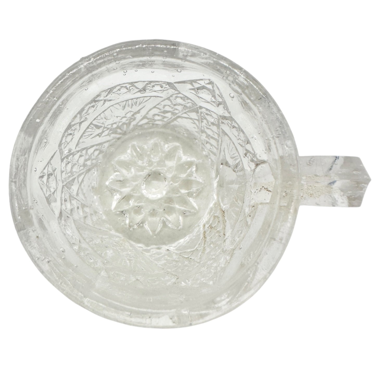 Vintage Childrens Glass Punch Bowl Set 6 Cups Intricate Diamond Pattern EAPG